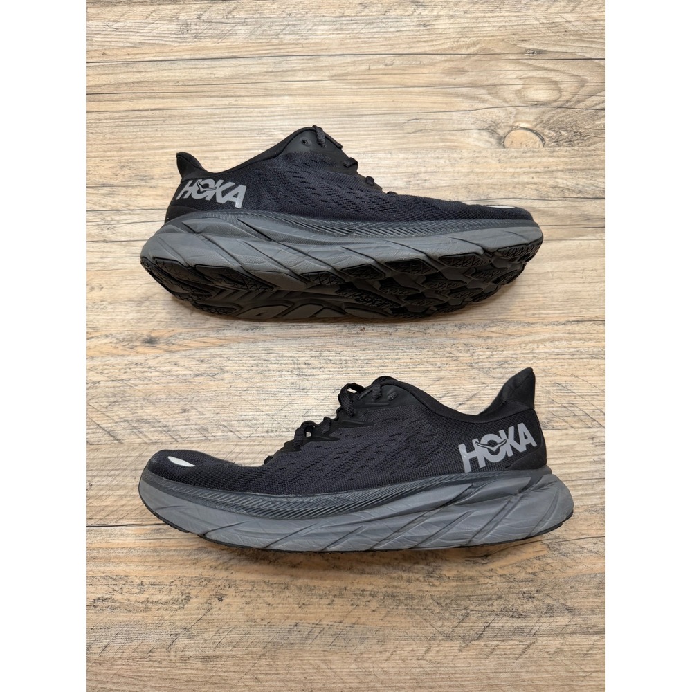 Hoka One One Clifton 8 Black Dark Grey Running Shoes 1119394 BBLC Womens 9.5B